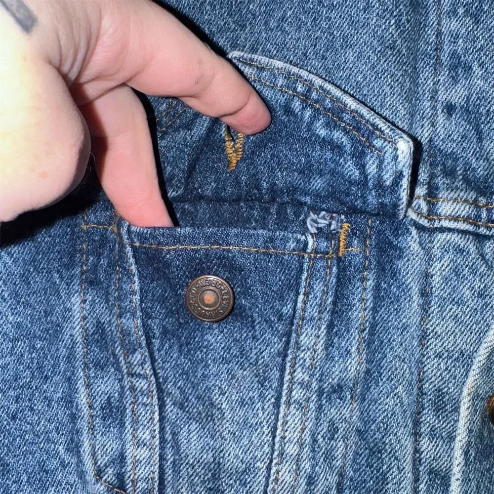 Levi's Men's Vintage, Blokecore Trucker Jacket S Blue Buffalo Plaid Lined Denim‎ - Picture 3 of 7